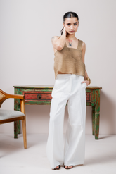 SAHARA EDGE Linen Crop Top
